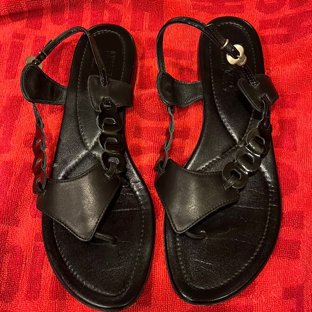 Ferragamo patent and leather summer sandals